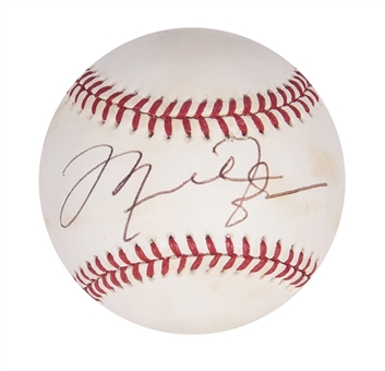 Michael Jordan Signed Rawlings OAL Brown Baseball (Beckett)